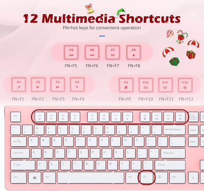 Computer Keyboard Wired, Plug Play USB Keyboard, Low Profile Chiclet Keys, Large Number Pad, Caps Indicators, Foldable Stands, Spill-Resistant, Anti-Wear Letters for PC Laptop (Pink, 1-Pack)