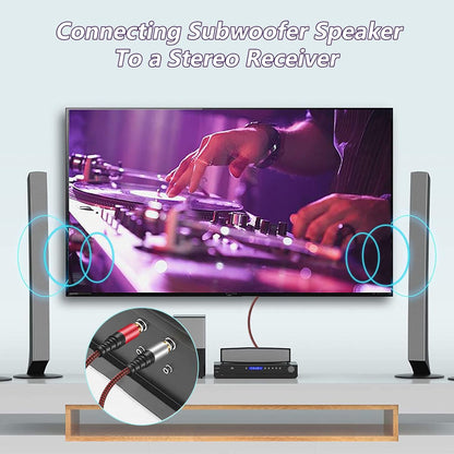 RCA Cable 6Ft,2Rca Male to 2-RCA Male Audio Stereo Subwoofer Cable [Hi-Fi Sound] Nylon-Braided Auxiliary Audio Cord for Home Theater, HDTV, Amplifiers, Hi-Fi Systems,Speakers and etc (6Ft)