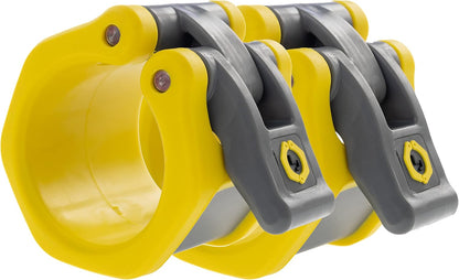 Lock-Jaw HEX 50mm / 2" Olympic Barbell Collar - Quick Release Barbell Clamp (Yellow)