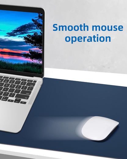 Leather Desk Pad Blotter,Mouse Pad,Office Desk Mat, Non-Slip PU Leather Desk mat,Large Desk mat,Waterproof Keyboard mat for Office/Home/Decor (Midnight Blue,35" x 17")