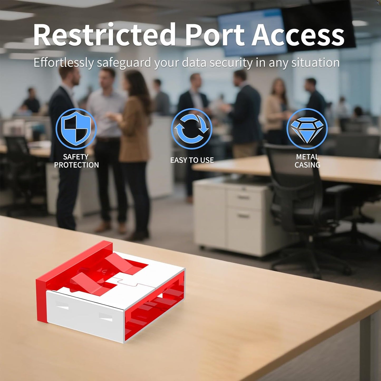 12PCS USB Metal Port Lock Blocker with 1 Key - Secure USB-A Port Protector for PC/Laptop, Anti-Theft Data Security Lock, Dust & Moisture Proof Cover, Removable Type-A Connector Red