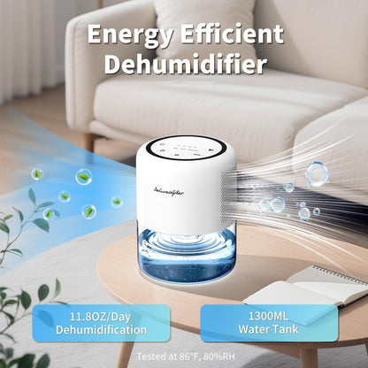 44oz(1.3L) Small Dehumidifier for Home, Auto-Off Quiet Portable Dehumidifier with 3 Modes, 10 Color Lights, 4 Timer Settings for Bedroom Bathroom Closet (215 sq.ft)