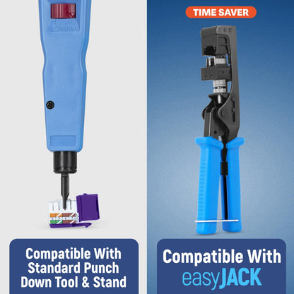 Everest 90° Angled RJ45 Cat5e Keystone Jacks 50-Pack in Purple - Slim Profile Female RJ45 Connectors - Cat 5e Keystone Jack - Compatible with 90° Angled Speed Termination Tool - easyJACK (B094WB91H3)