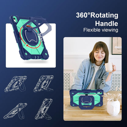 Case for iPad (A16) 11th Generation 11 Inch (2025), iPad 10th Generation Case 10.9 Inch (2022), Shockproof Cover with 360° Rotating Stand Screen Protector Pen Holder Shoulder Strap, Navy Mint