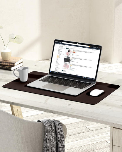 YSAGi Non-Slip Leather Desk Pad, Waterproof Laptop Computer Desk Keyboard Mat, Table Protector Blotter Mat, Large Mouse Pad for Office/Work/Home/Decor(Dark Brown, 23.6" x 13.7")