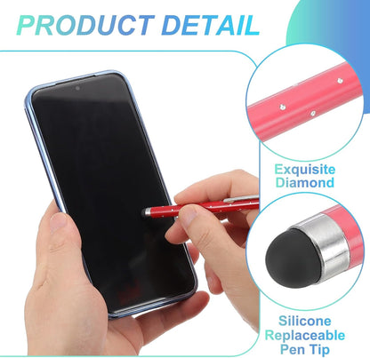 PATIKIL Stylus Pens for Touch Screens, 6 Pcs High Precision Universal Bling Stylus Crystal Metal Capacitive Pen for Touch Screen Devices Phone Tablets Laptop, Pink