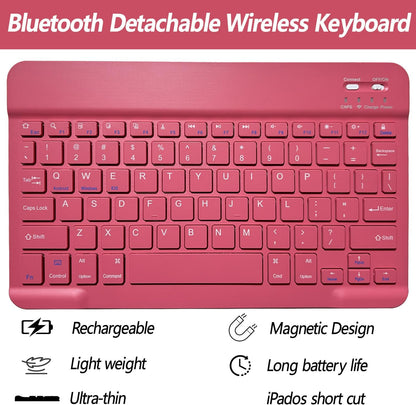 Keyboard Case for iPad 11th 10th Generation - iPad 10th Generation Case with Detachable Wireless Keyboard - Smart Folio Cover with Pencil Holder for 11-inch A16 2025 10.9-inch 2022, Red