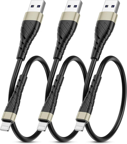 OIITH MFi Certified Short for iPhone Charger Cable 3 Pack 1 Ft, 12 inch for Lightning Charging Cord, Fast 2.4A for iPhone Data Cord Compatible with iPhone12/11/XS/Max/XR/X/8/8P/7P/6/iPad - Gold