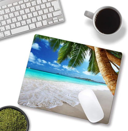 Beach Mouse Pad, Coconut Trees Design Mouse Pad, Nature Mousepads, Custom Gaming Mouse Pads Non-Slip Rubber MousePads for Computers Laptop Office