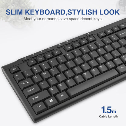 Rii RK907 Ultra-Slim Compact USB Wired Keyboard for Mac and PC,Windows 10/8 / 7 / Vista/XP (Black) (1PCS)