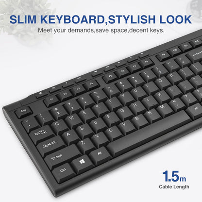 Rii RK907 Ultra-Slim Compact USB Wired Keyboard for Mac and PC,Windows 10/8 / 7 / Vista/XP (Black) (10PCS)