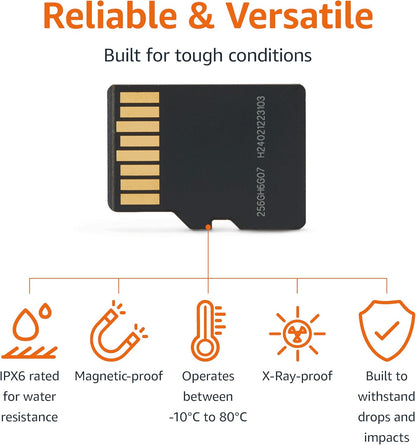 Amazon Basics 256GB microSDXC Card with Adapter, Read Speed Up to 200MB/s, 1-Pack