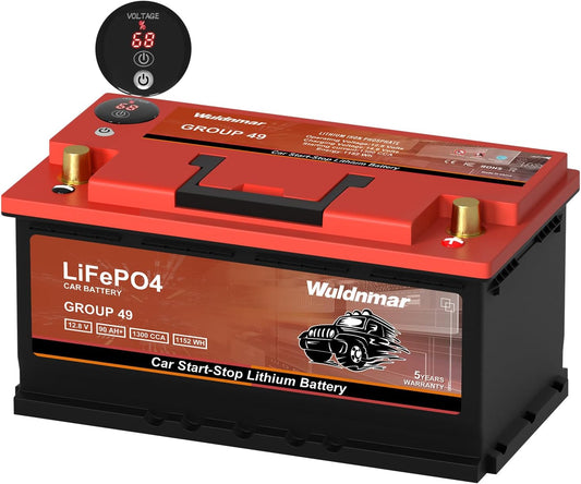 High Performance Lithium Car Battery - G49 12V 90AH with 1300CCA for Start-Stop Systems Auto
