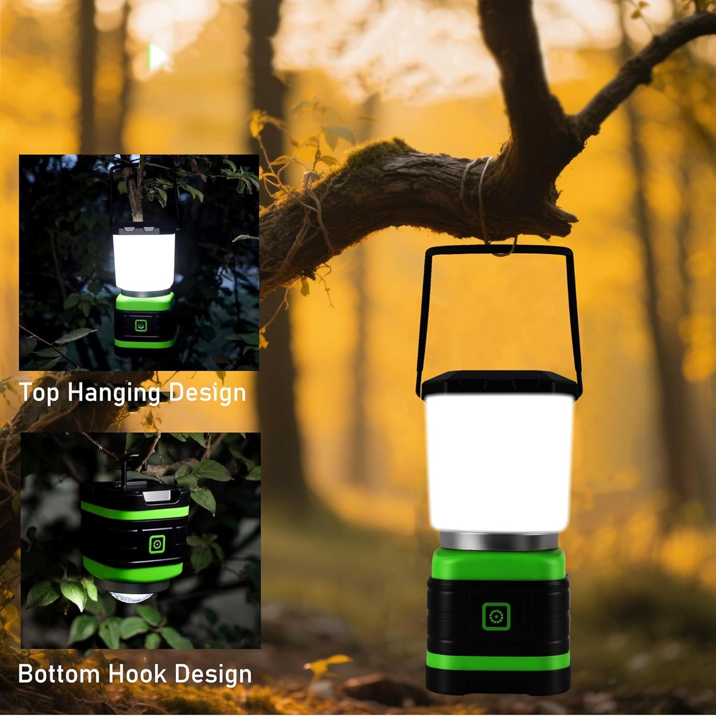 Lichamp LED Camping Lantern, Battery Powered LED Lights Camping Essentials, Portable Lanterns Flishlights for Emergency, Hurricanes, Outdoor Hiking, Power Outages, Survival Gear and Home Use, 2 Pack