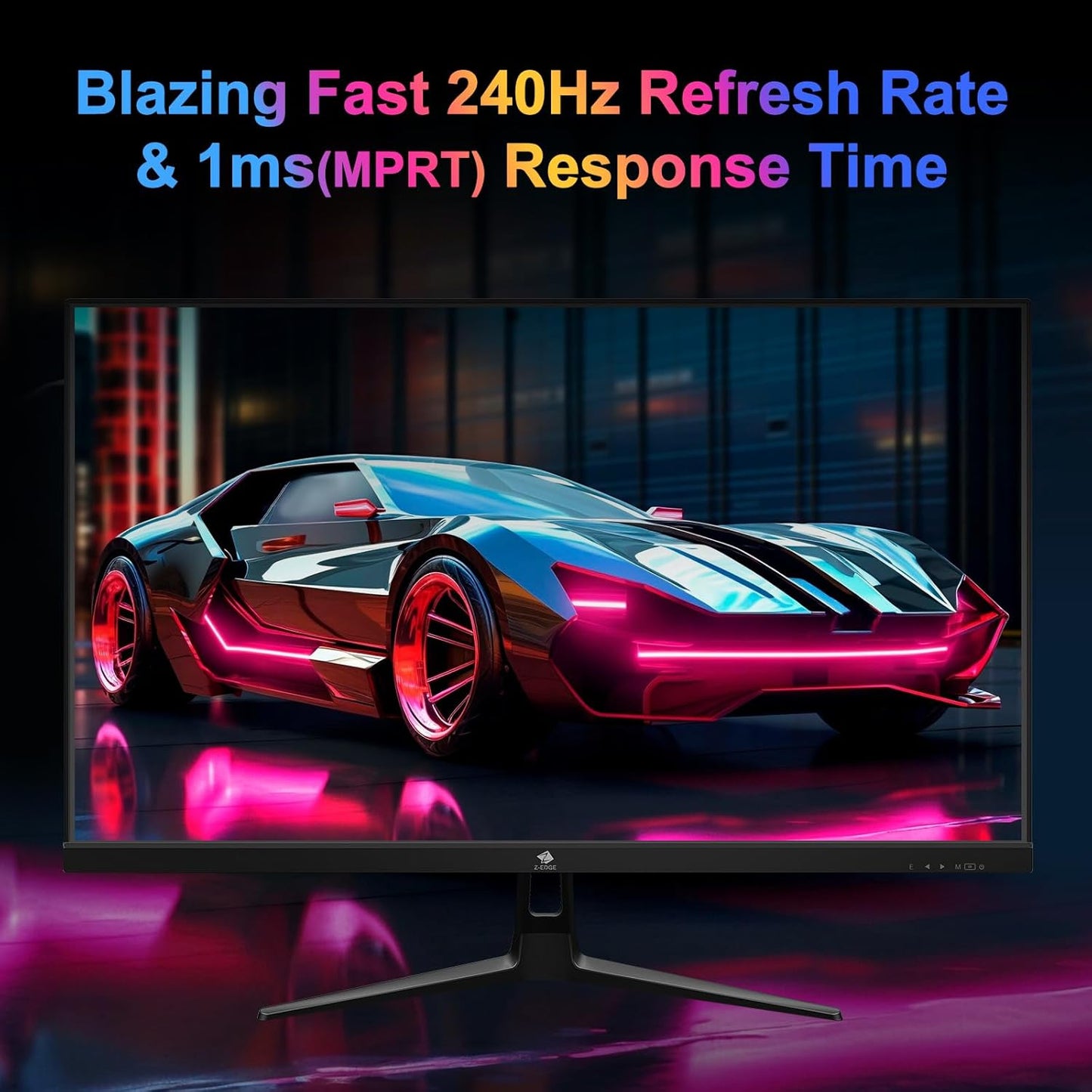Z-Edge 27 inch Gaming Monitor, FHD 1080P 240Hz, Ultra-Fast MPRT 1ms Monitor, DCI-P3 99%, SRGB 120%, 8 bits, UG27PJ Frameless Bezel, 2X DP 1.4 Ports and 2X HDMI 2.0 Ports