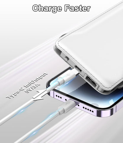 TG90° Cellphone Portable Charger with Built in Lightning and Android Cables Power Bank 10000mah External Battery Packs, USB-C Portable Battery Backup Charger Compatible with iPhone and Android Phones