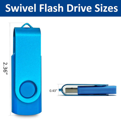 USB Drive 16GB USB 2.0 Flash Drive 10 Pack Nicepicten Pendrive Swivel Thumb Zip Jump Flash Drives USB Memory Stick Thumbdrive Flashdrive Ideal for Home Office Shared Data Storage Blue 16GB