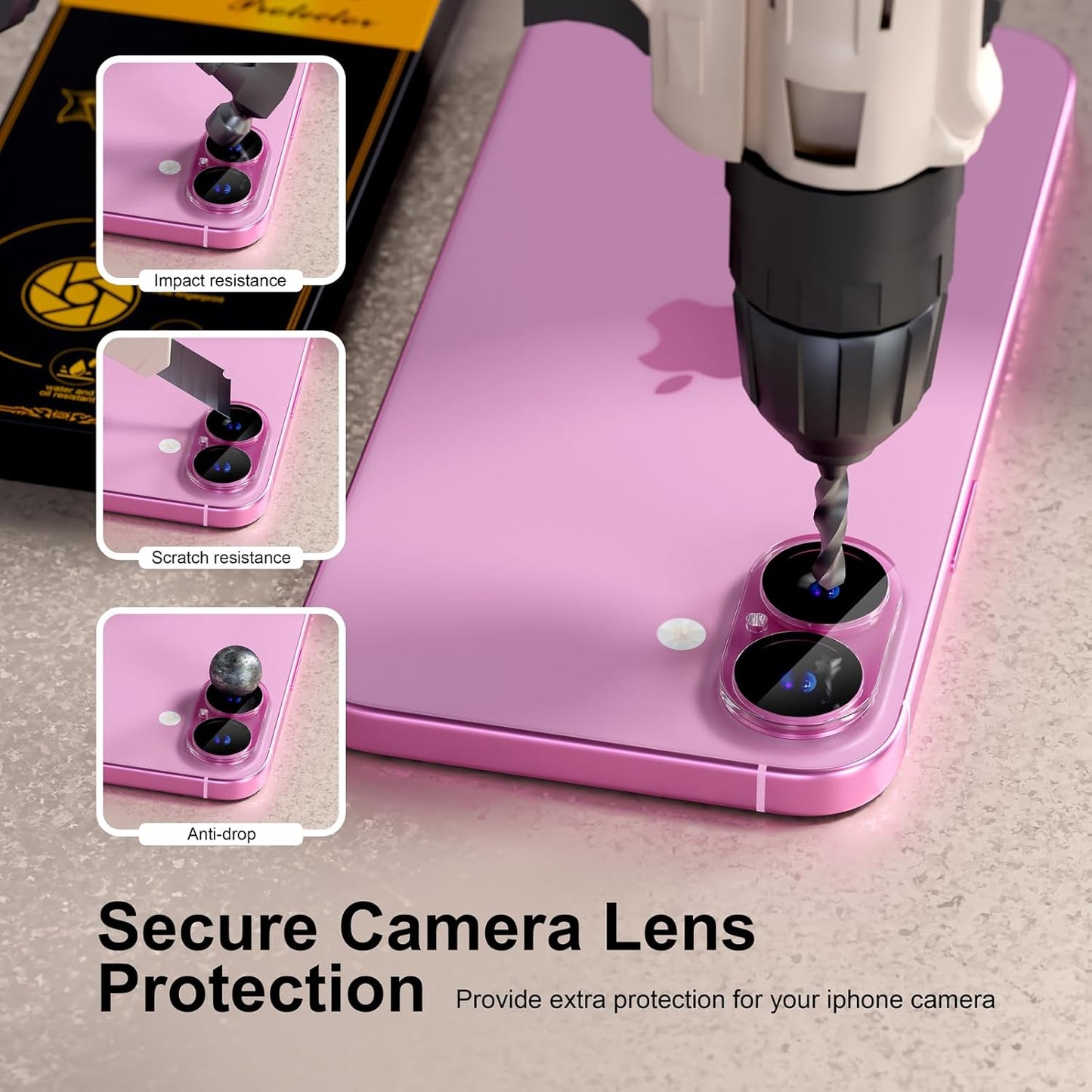 beuxece for 6 Pack iPhone 16 / iPhone 16 Plus Camera Lens Protector [Drop Protection] [Case Friendly] [Easy Installation] 9H Tempered Glass Camera Screen Protector Cover Accessories, Clear