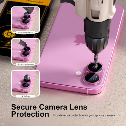 beuxece for 6 Pack iPhone 16 / iPhone 16 Plus Camera Lens Protector [Drop Protection] [Case Friendly] [Easy Installation] 9H Tempered Glass Camera Screen Protector Cover Accessories, Clear