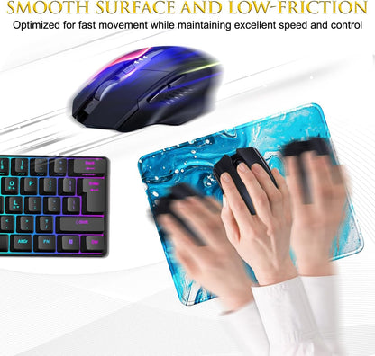 JIKIOU 3 Pack Mouse Pad with Stitched Edge, Comfortable Mouse Pads with Non-Slip Rubber Base, Washable Mousepads Bulk with Lycra Cloth, Mouse Pads for Computers Laptop Mouse 10.2x8.3x0.12in Blue Wave