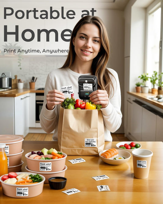 Phomemo M110 Label Maker - Label Maker Machine with Tape Portable Bluetooth Barcode Label Printer for Small Business, Address, Logo, Clothing, Mailing, with 40x30mm Label, Black