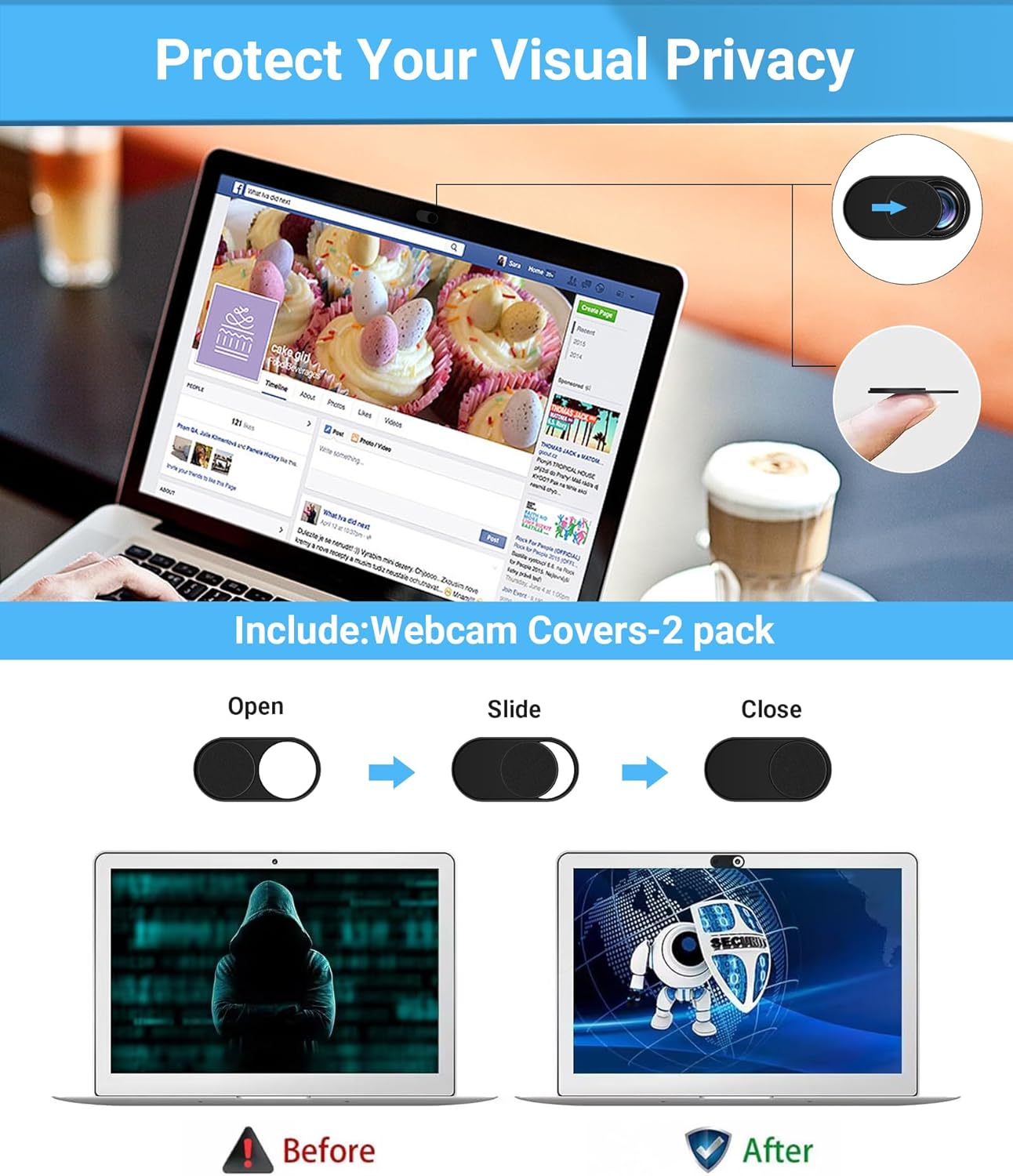 PYS Magnetic Privacy Screen for MacBook Air 15.3 Inch (2025/2024/2023, M4, M3, M2 Chip) - Removable Anti-Glare Protector with Camera Cover Slide, Anti-Blue Light Filter for Mac Air 15.3" Laptop