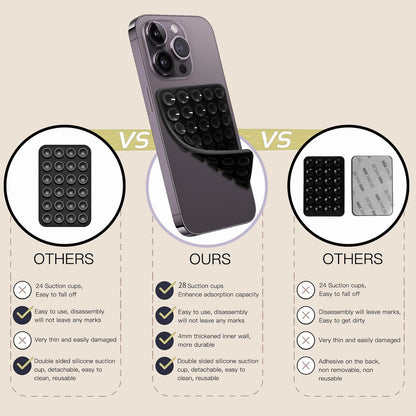 Silicone Double-Sided Suction Phone Grip Detachable Mount - Car Dashboard/Shower Phone Holder, Hands-Free For Selfies & Videos, TikTok/ASMR - iphone & Android Compatible (3.74"x2.2", White+Baby Blue)