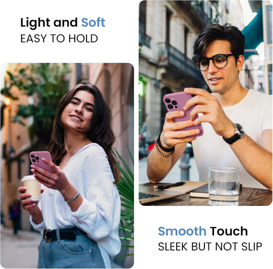 FireNova Designed for iPhone 15 Pro Max Case, Silicone Upgraded [Camera Protection] Phone Case with [2 Screen Protectors], Soft Anti-Scratch Microfiber Lining Inside, 6.7 inch, Lilac Purple