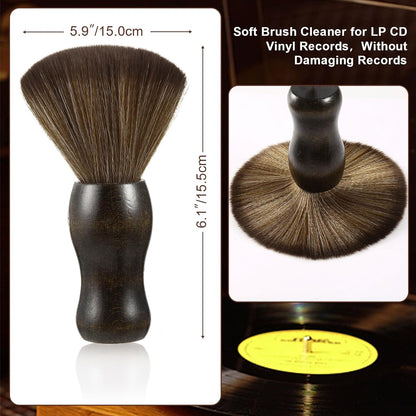 2 Pack Vinyl Turntable Wood Record Cleaning Brushes,Anti-Static Record Brush for Vinyl Albums LP CD Cartridge/Camera Lens/Computer Screen/Keyboard/Character Models