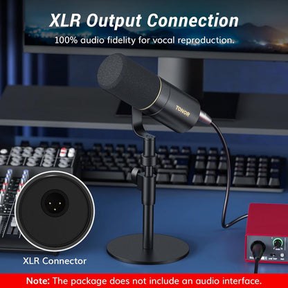 TONOR Dynamic Microphone, XLR Microphone for Podcast, Recording, Streaming, Gaming, Content Creating, XLR Cardioid Computer Mic, Audio Interface Needed, Mic with Desktop Stand, TD520X