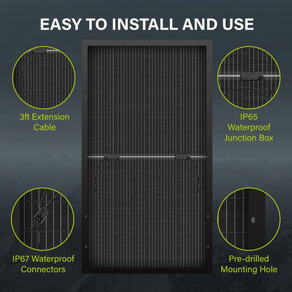 Newpowa Bifacial 200 Watt 12 Volt Solar Panel 10BB Monocrystalline Double-Side 25% High-Efficiency, PV Module Power Charger for RV Marine Boat Farm and Other Off-Grid Applications