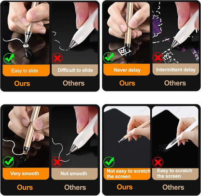 Penyeah Stylus pens for Touch Screens - [4-in-1] High Sensitivity and Precision Touch Screen Stylus Disc Tip,Black Rubber Tip & Mesh Fiber Tip Universal for All Capacitive Touch Screen Device (Gold)