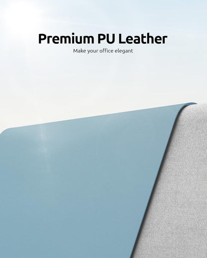 YSAGi Leather Desk Protector, Office Mat, Large Mouse Mat, Non-Slip PU Leather Blotter, Laptop Desk Pad, Waterproof Writing Pad for Office and Home (Ice Blue, 23.6" x 13.8")