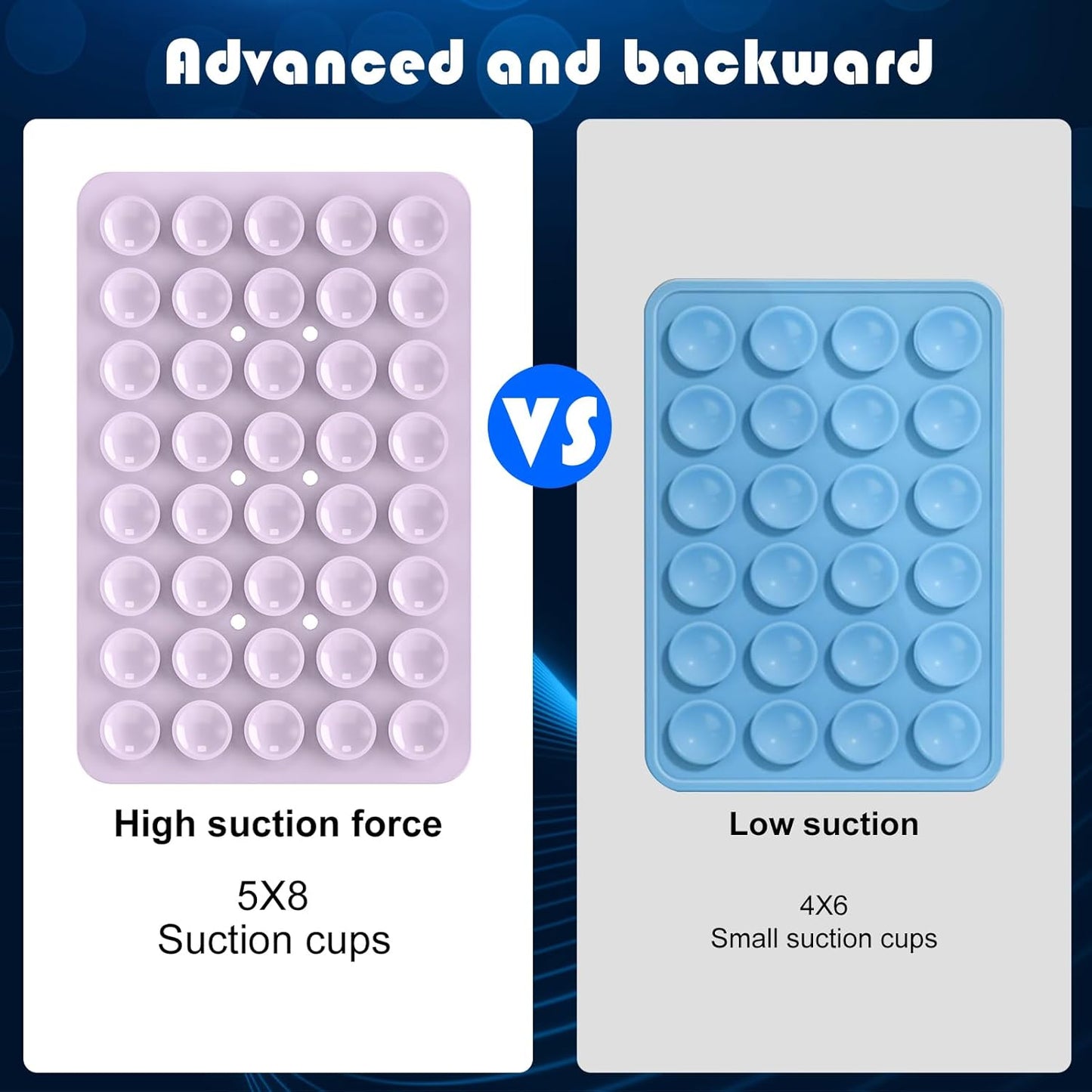 2PACK Silicone Double Sided Suction Phone Case Mount, Detachable Hands Free & Strong Grip Holder for Selfies & Videos, Compatible iPhone Android (Violet, 2Pack 40 Suction Cups)