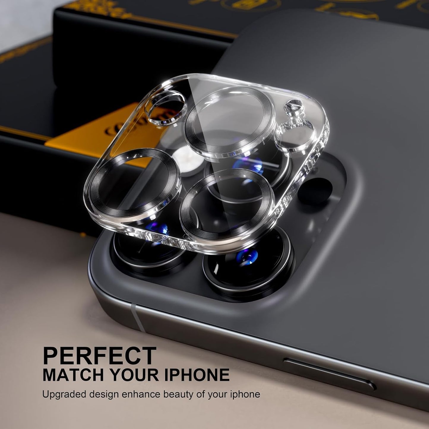 beuxece for 6 Pack iPhone 15 / iPhone 15 Plus Camera Lens Protector [Drop Protection] [Case Friendly] [Easy Installation] 9H Tempered Glass Camera Screen Protector Cover Accessories, CD Black