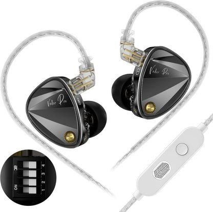 KZ Vader Pro in-Ear Monitors Gaming Earbuds, Triple Dynamic Driver IEM with 4 Tuning Switches, Clarity in All Frequency Stereo Sound Comfortable Noise Isolating Earphones for Stage and Studio (MIC)