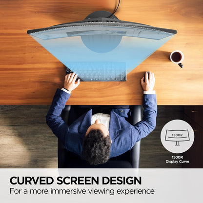 ViewSonic VA2416C 24 Inch Full HD 1080p Frameless Curved Monitor with Variable Refresh Rate, Eye Care, HDMI, and DisplayPort Inputs for Home and Office