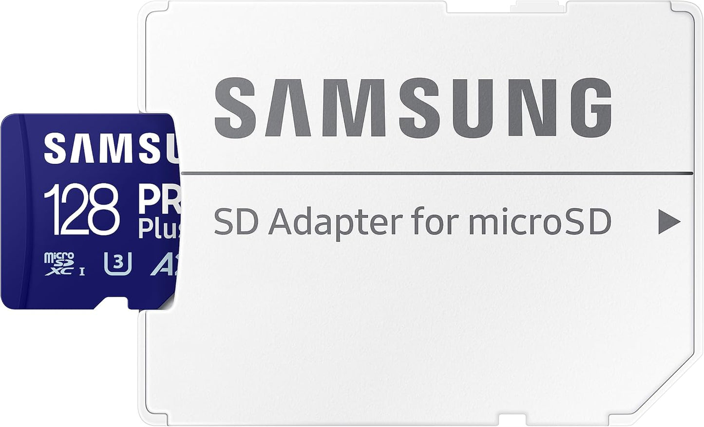 Samsung PRO Plus microSD Memory Card + Adapter, 128GB microSDXC, Up to 180 MB/s, Full HD & 4K UHD, UHS I, C10, U3, V30, A2, for Android Smartphones, Tablets, GoPRO, and DJI Drone (MB MD128SA/AM)