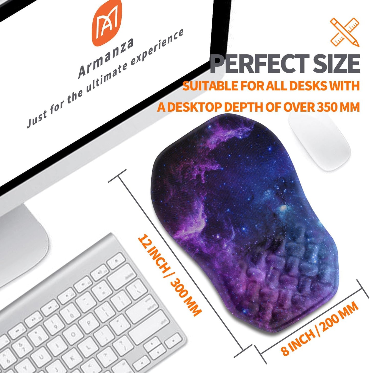 Ergonomic Slope Mouse Pad Wrist Support, Wrist Rest Mousepad for Carpal Tunnel Pain Relief with Massage Bulge and Slow Rebound Memory Foam (12x8 inch, Galaxy)