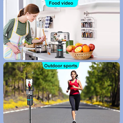 Auto Face Tracking Phone Holder,No App Required,360° Rotation Phone Camera Stand with Remote and Gesture Control, Smart Shooting Stand for Vlog/TIK Tok Live Streaming YouTube Video Record