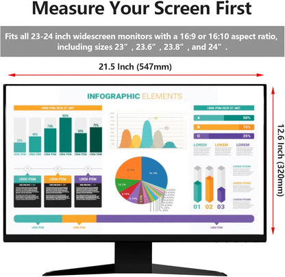 [2 Pack Computer Privacy Screen Shield Compatible for 23.6/23.8/24 Inch 16:9 Widescreen Desktop Monitor - Anti Glare & Blue Light Filter - Hanging Design for Easy On/Off