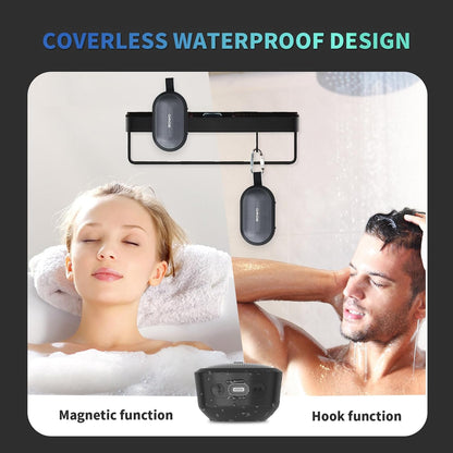 SOWO Wireless Portable Small Speaker, Ultra Magnetic Bluetooth Speaker for Golf Cart, Coverless IP67 Waterproof, 24 H Playtime, Pro Sound, Clip Hanging Design for Outdoor, Indoor - Black