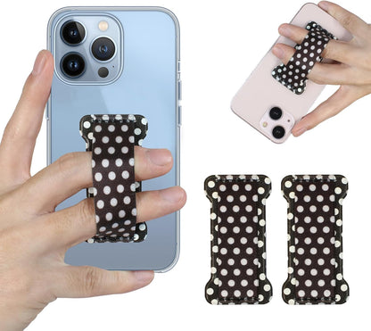 Finger Strap Phone Holder,Cell Phone Finger Grip Strap Holder for Hand, Ultra Thin Anti-Slip Universal Cell Phone Grips Band Holder for Back of Phone - 2Pack(Dot Black)