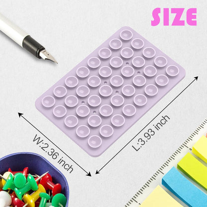 2PACK Silicone Double Sided Suction Phone Case Mount, Detachable Hands Free & Strong Grip Holder for Selfies & Videos, Compatible iPhone Android (Violet, 2Pack 40 Suction Cups)