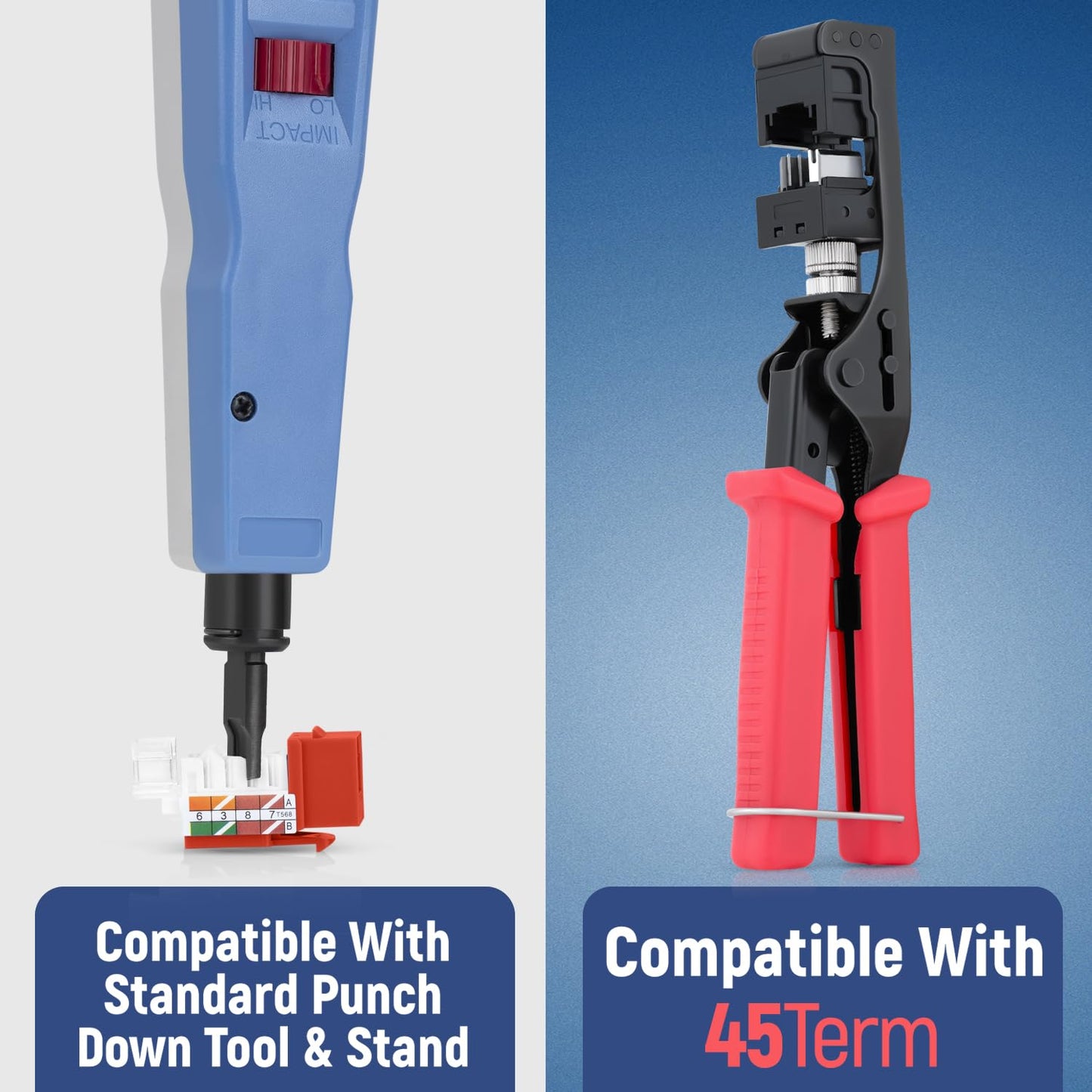 Everest 45° Angled RJ45 Cat6 Keystone Jacks 20-Pack in Orange - Slim Profile Female RJ45 Connectors - Cat 6 Keystone Jack - Compatible with 45° Angled Speed Termination Tool - 45Term (B0BL3GS7ZY)