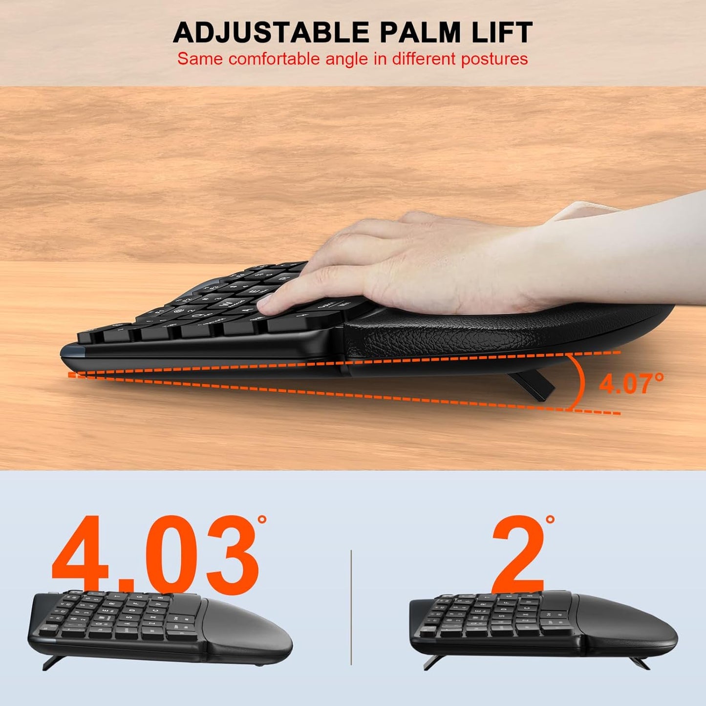 Ergonomic Wireless Keyboard Mouse Combo, MK835 Wave Keys Bluetooth/2.4G Split Design Ergo Keyboard with Cushioned Palm Rest, Multi-Device, Rechargeable, for Multi-OS, Windows/Mac/Android