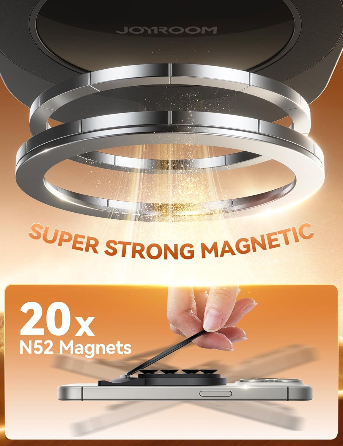 JOYROOM Suction Cup Phone Mount, Magsafe Phone Grip with Pull Ring, Silicone Suction Phone Ring Stand for iPhone Samsung Android, Cell Phone Grip Holder for Creators, Selfies, Fitness