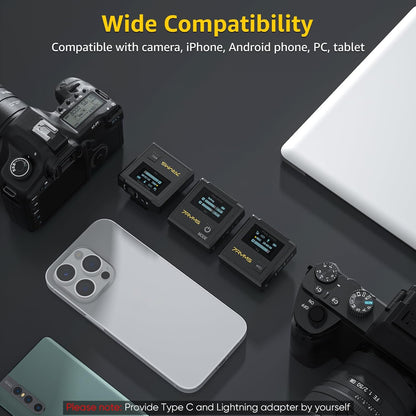 iRay DW30 Wireless Lavalier Microphone with 16GB Internal Recording, Lav Mic Input, USB-C Output, 2.4GHz Wireless Mic for Camera, iPhone, PC - Ideal for Vlogging, Live Streaming, and Video Recording