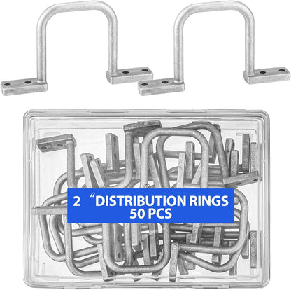50 Pcs Distribution Rings Aluminum D Ring for Sorting Out Electric Cables, Cable Management, for Commercial and Residential Use, Silver (2 Inch)