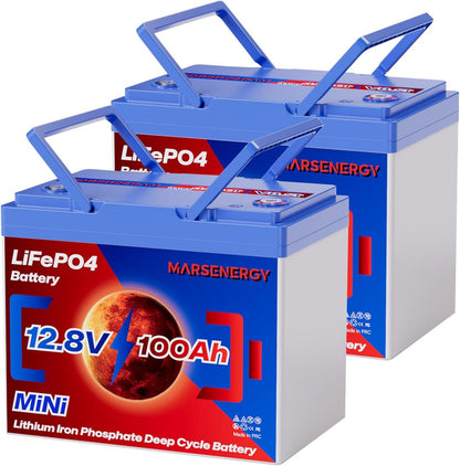 12V 100Ah Lifepo4 Battery, Bci Group 24, Built-In 100A Smart BMS, 4500 To 15000 Deep Cycle Grade A Cells Lithium Battery For Rv, Trolling Motor, Marine, Home Energy Storage, Solar Panel System (B-2PC)